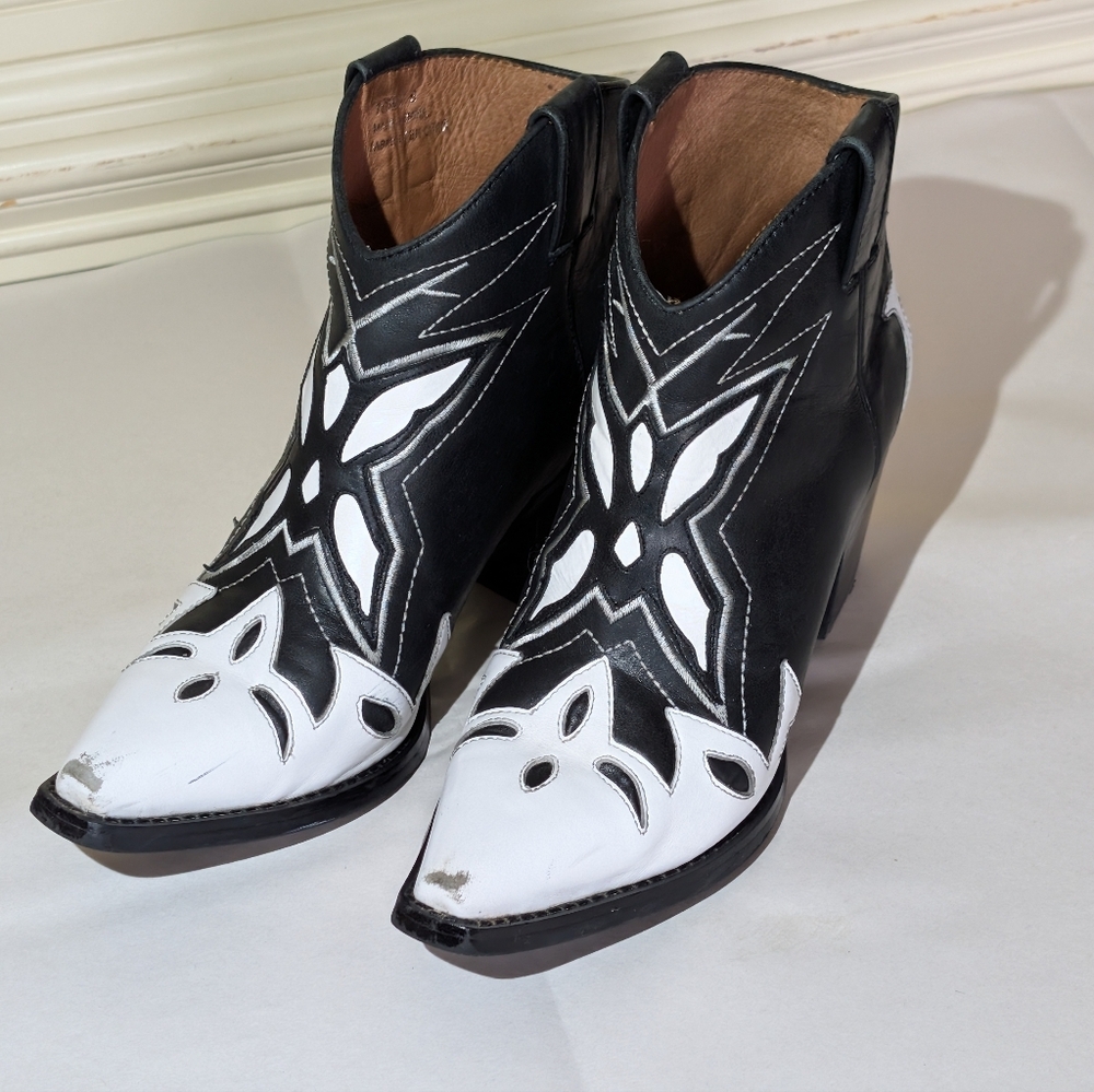 Black And White Tooney Jeffery Campbell Cowboy Booties Size 6 Western - Picture 4 of 13